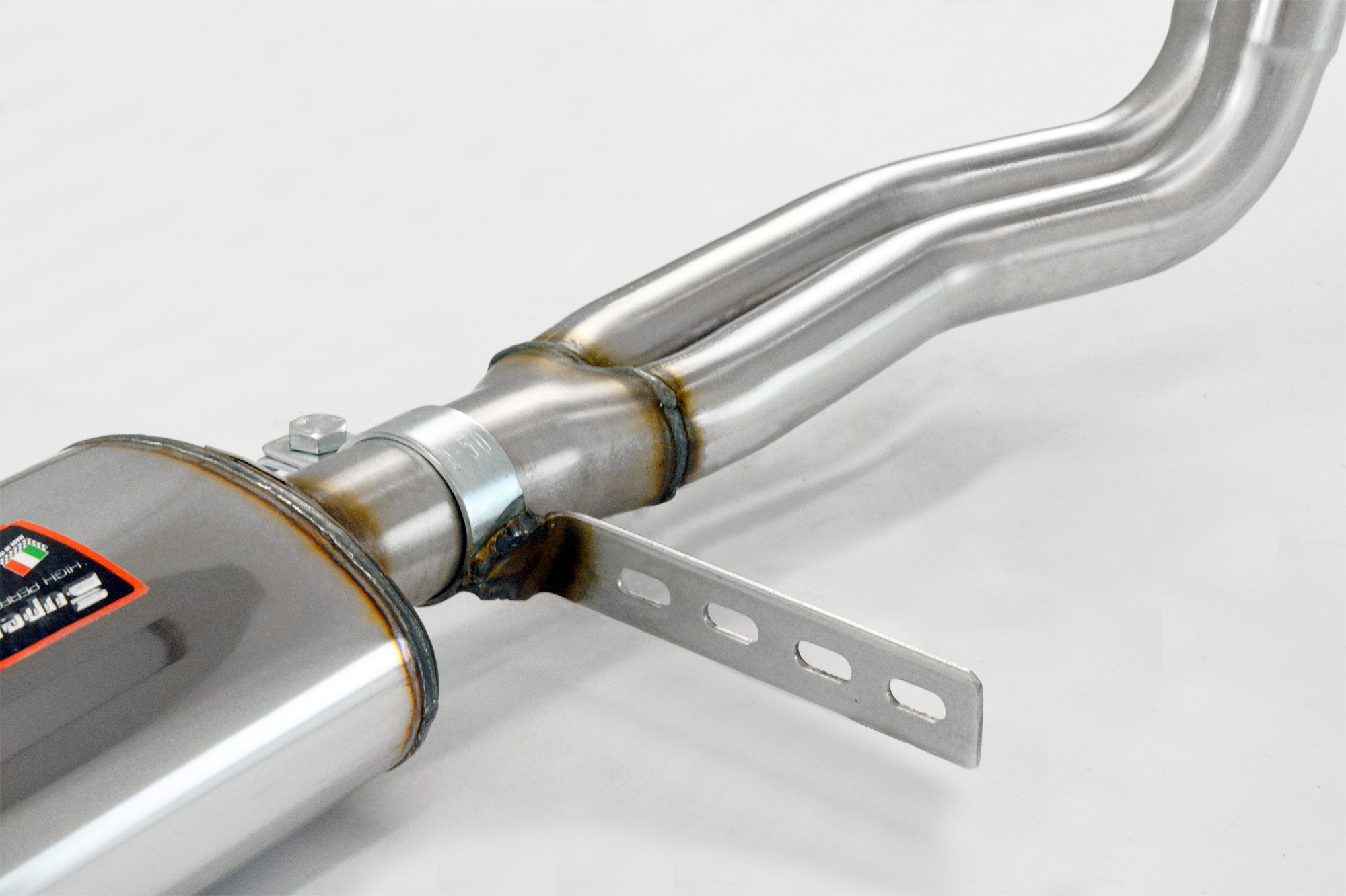 Front exhaust - resonated narrower bend layout