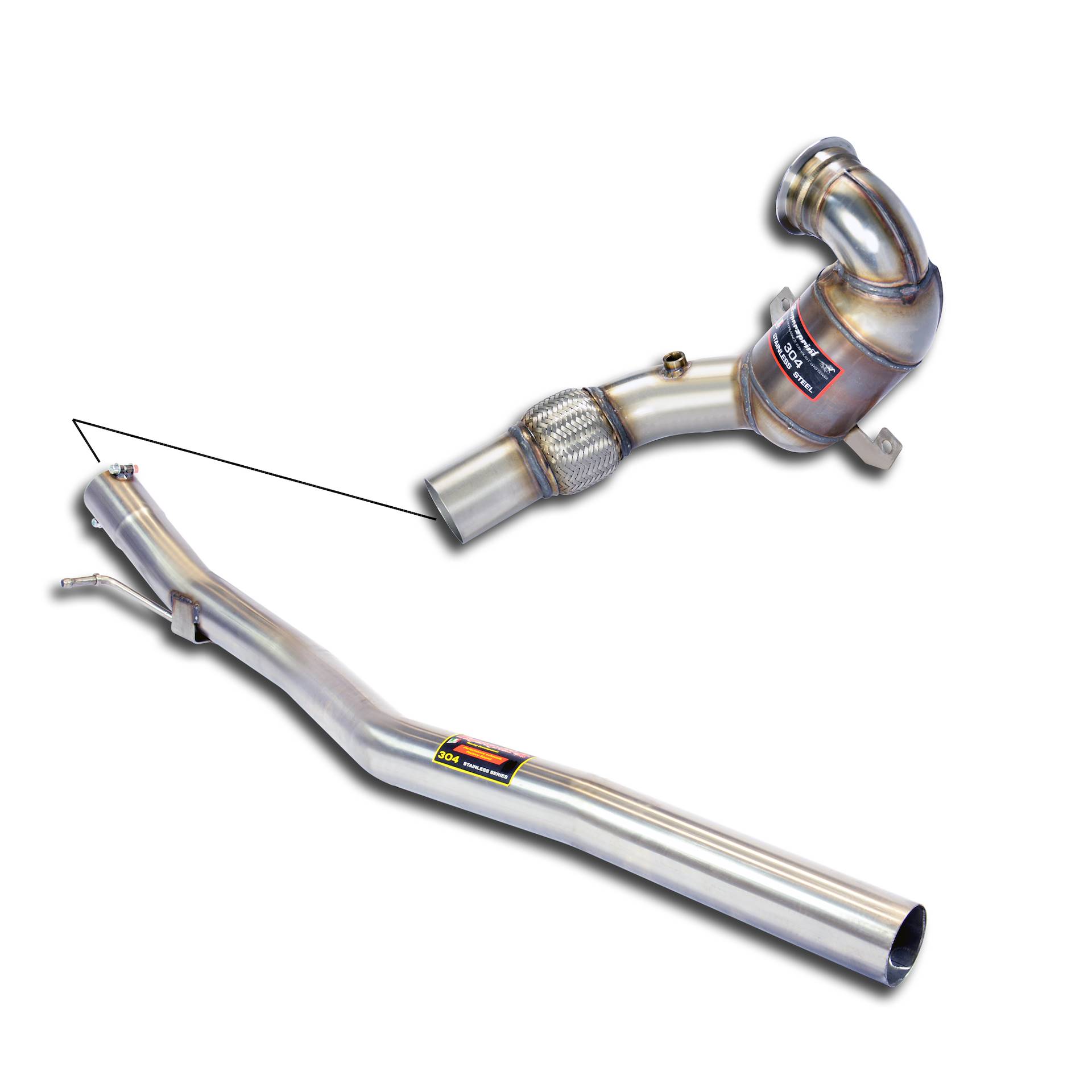 Turbo downpipe kit + Metallic WRC 100 CPSI catalytic converter For OEM centre exhaust