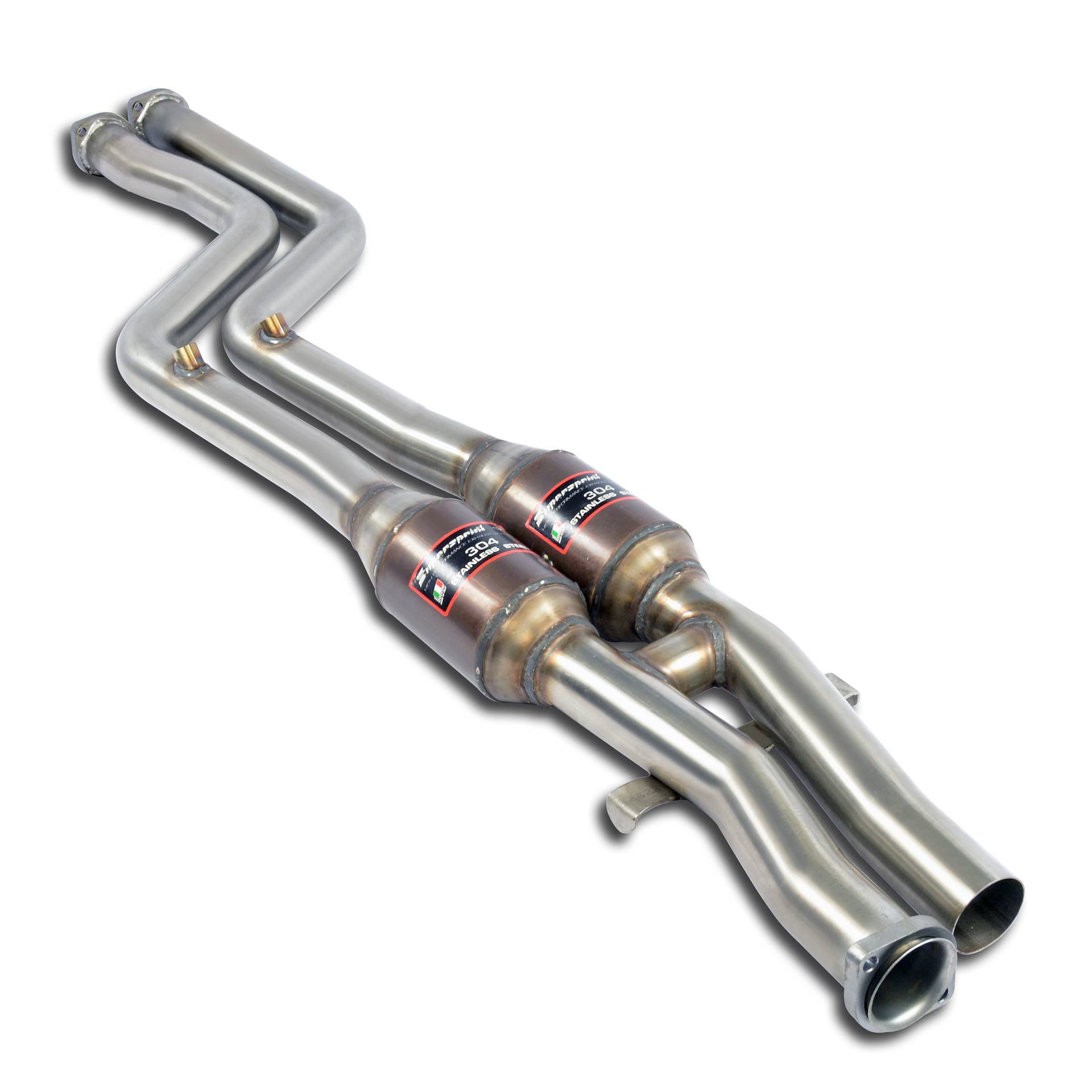 Front exhaust H-Pipe with  Metallic catalytic converter. Right + Left