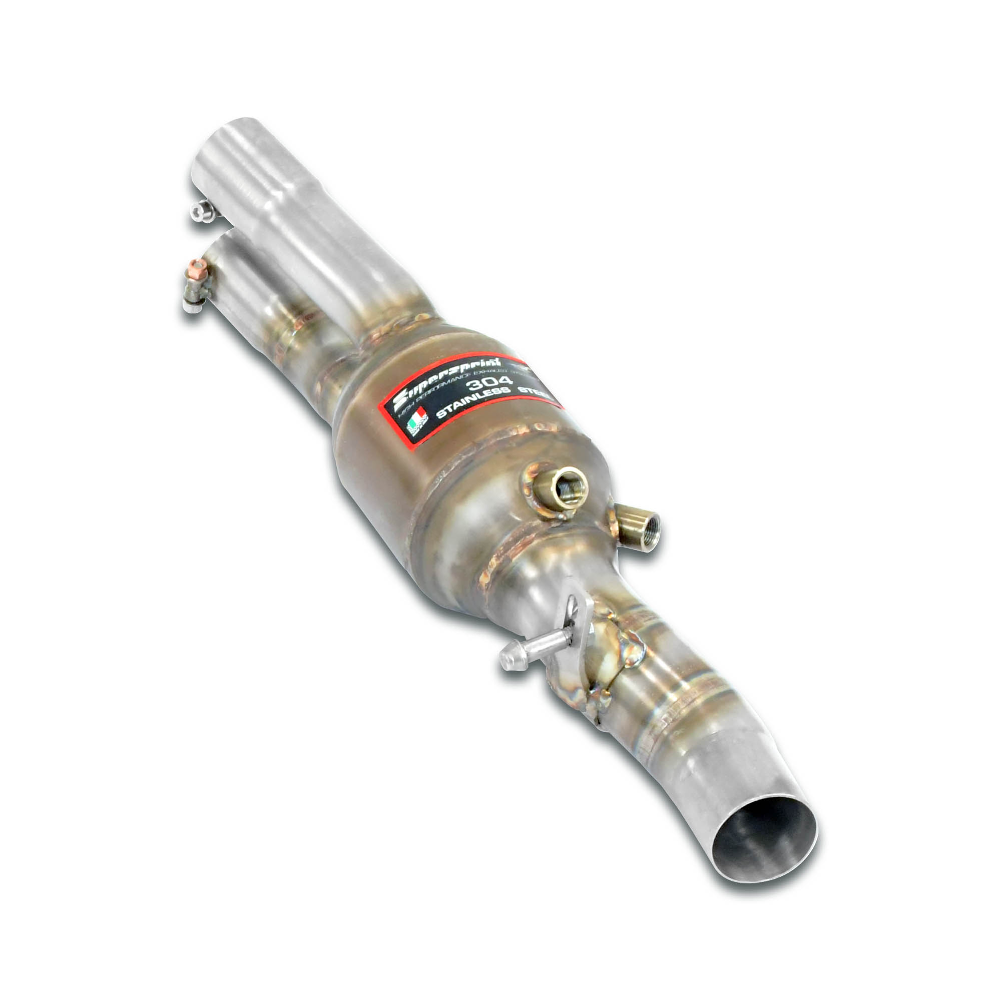 Front exhaust Left with Metallic catalytic converter.