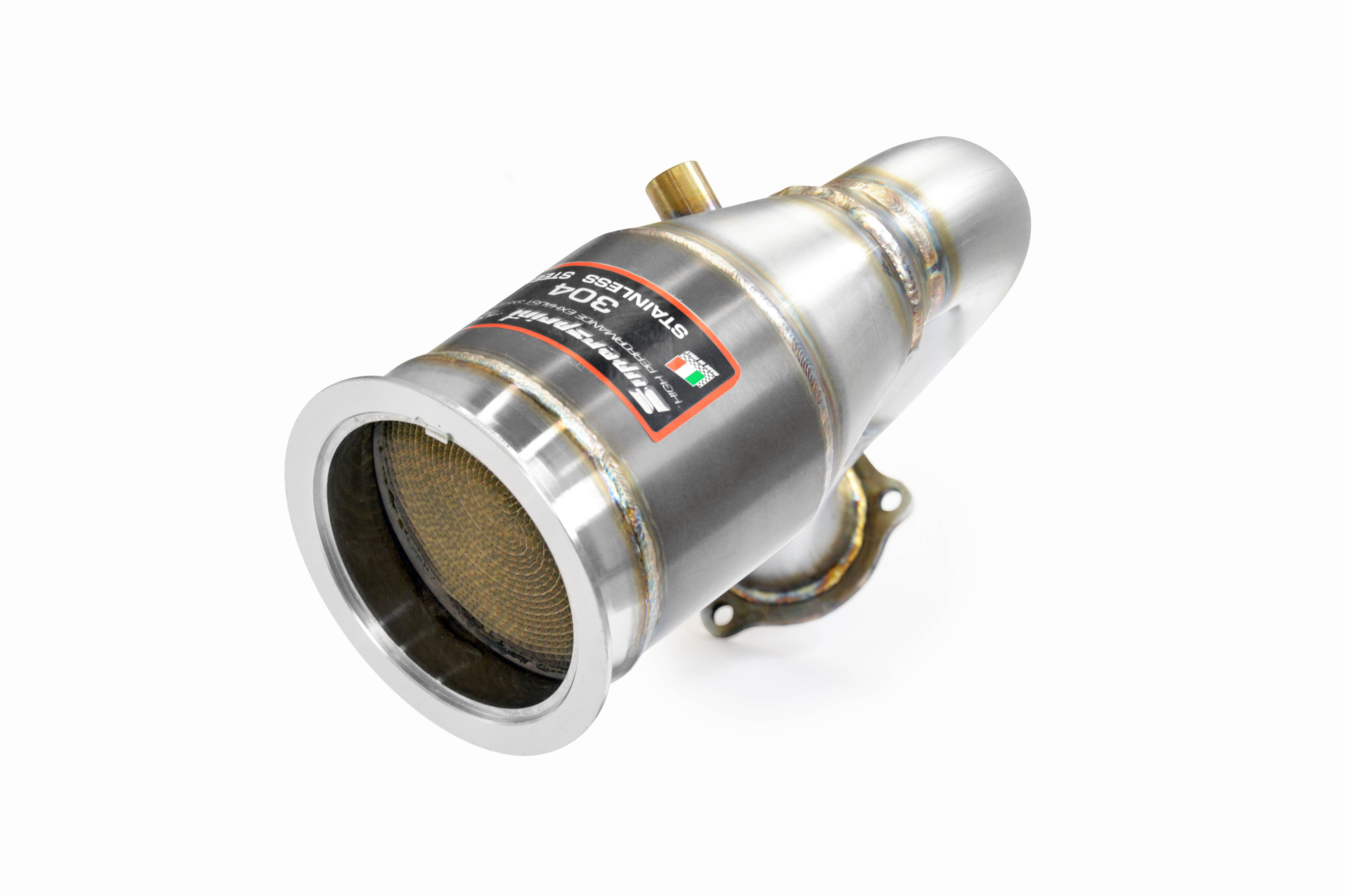 Downpipe Left with  Metallic catalytic converter 
