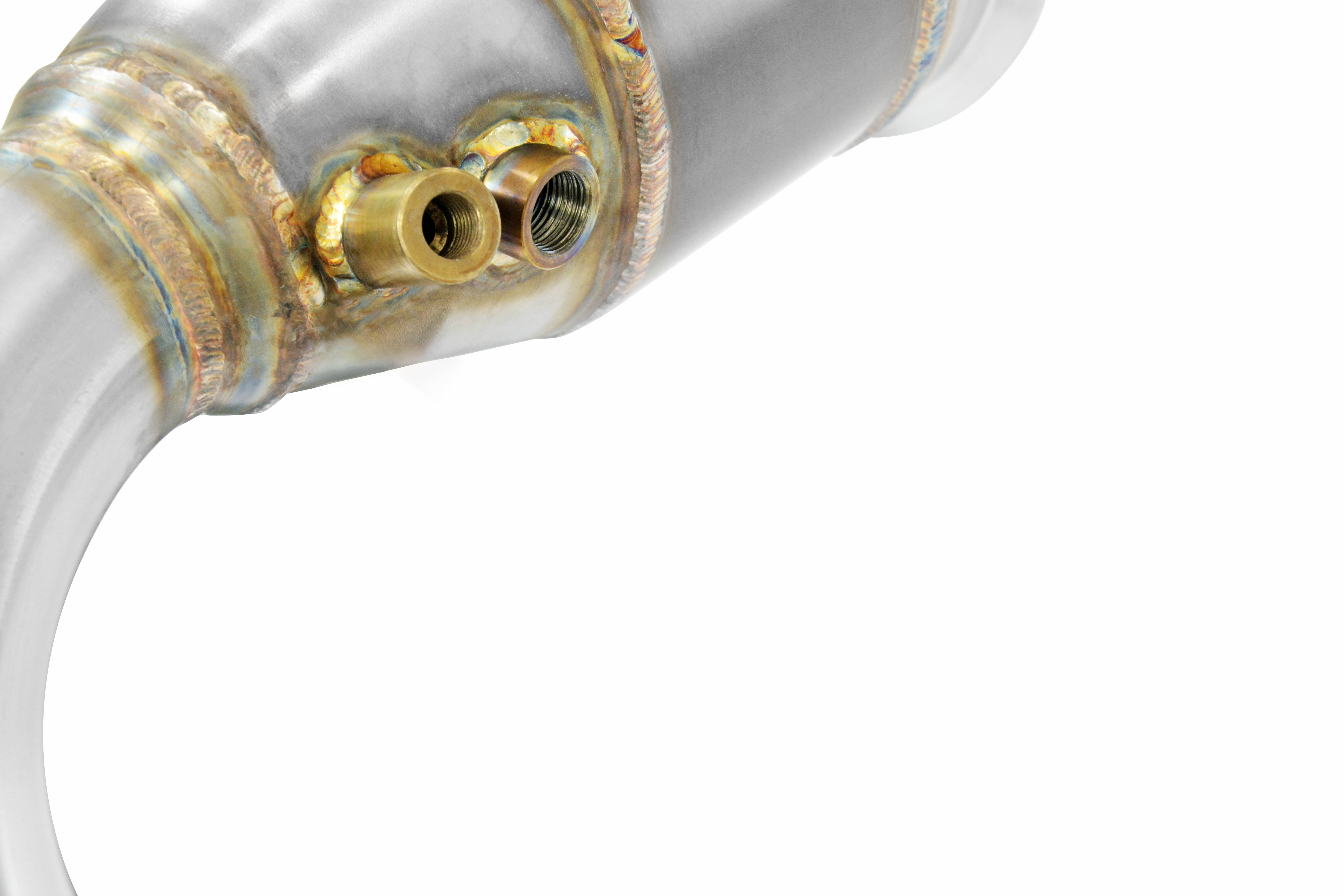 Downpipe Left with  Metallic catalytic converter 