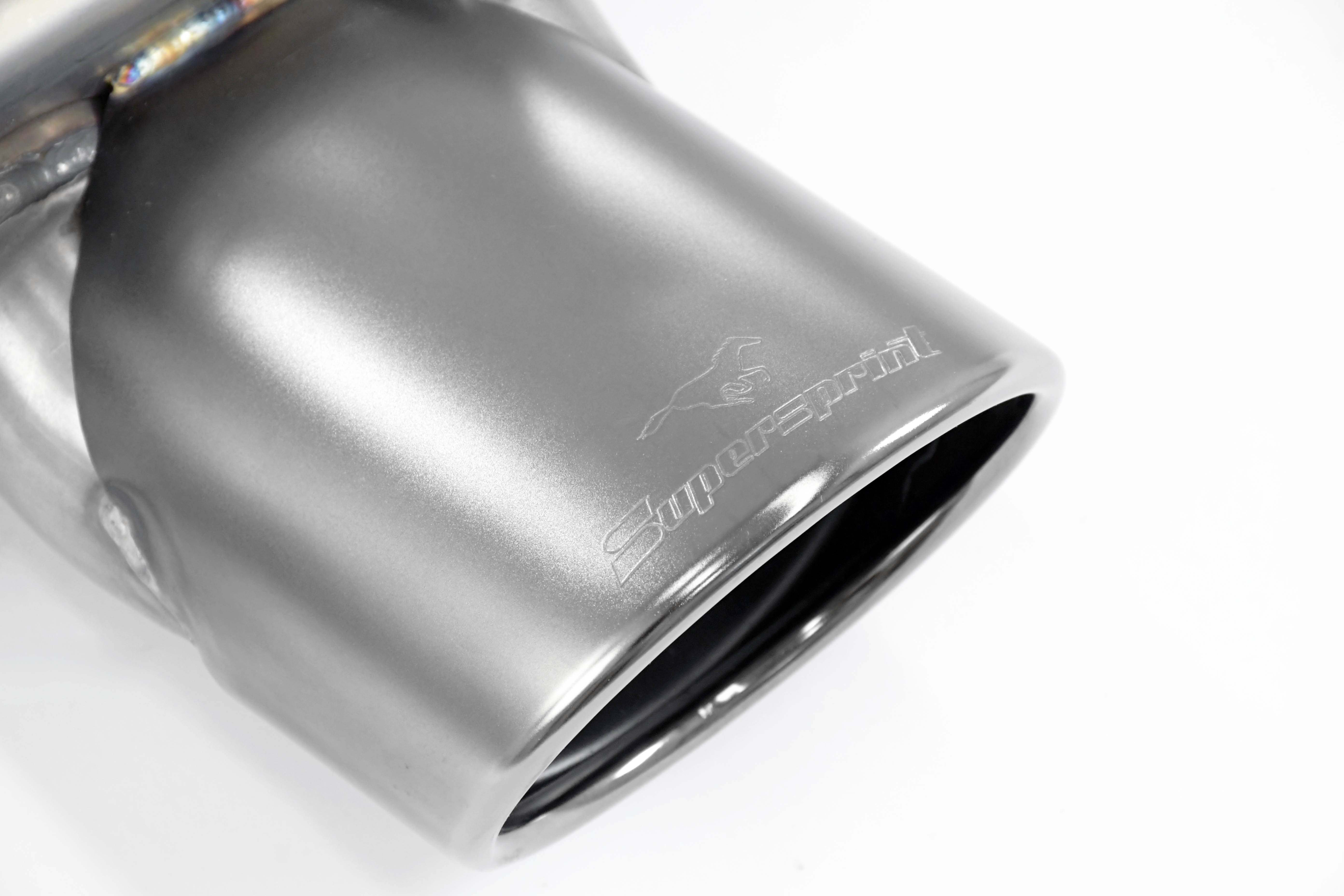 Rear Exhaust Gun Metal Grey oval tail pipe 150x105 with bypass valve