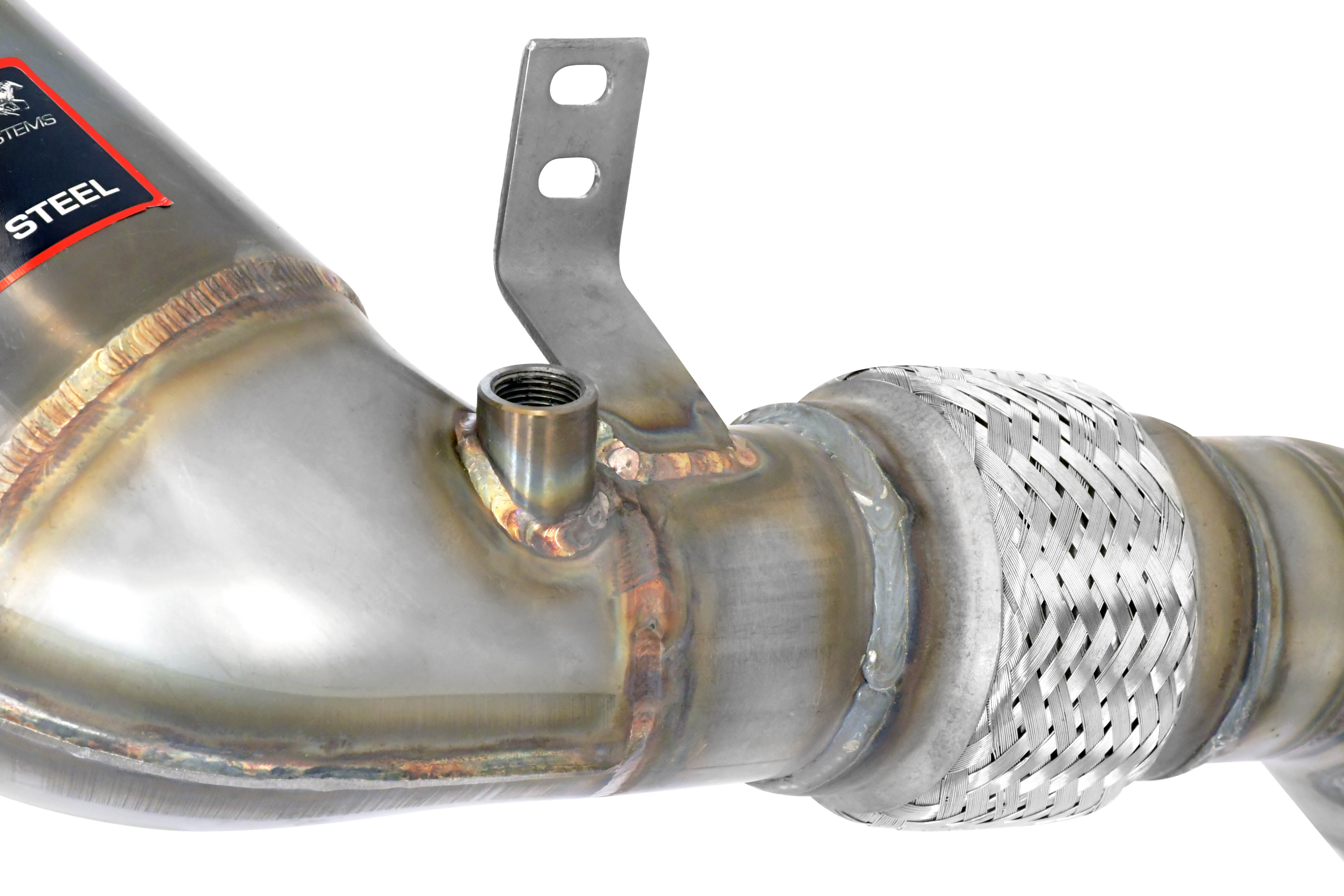 Kit tubo turbina + Catalizzatore metallico destro 100CPSI Compatibile con impianto Cat.-Back di serie