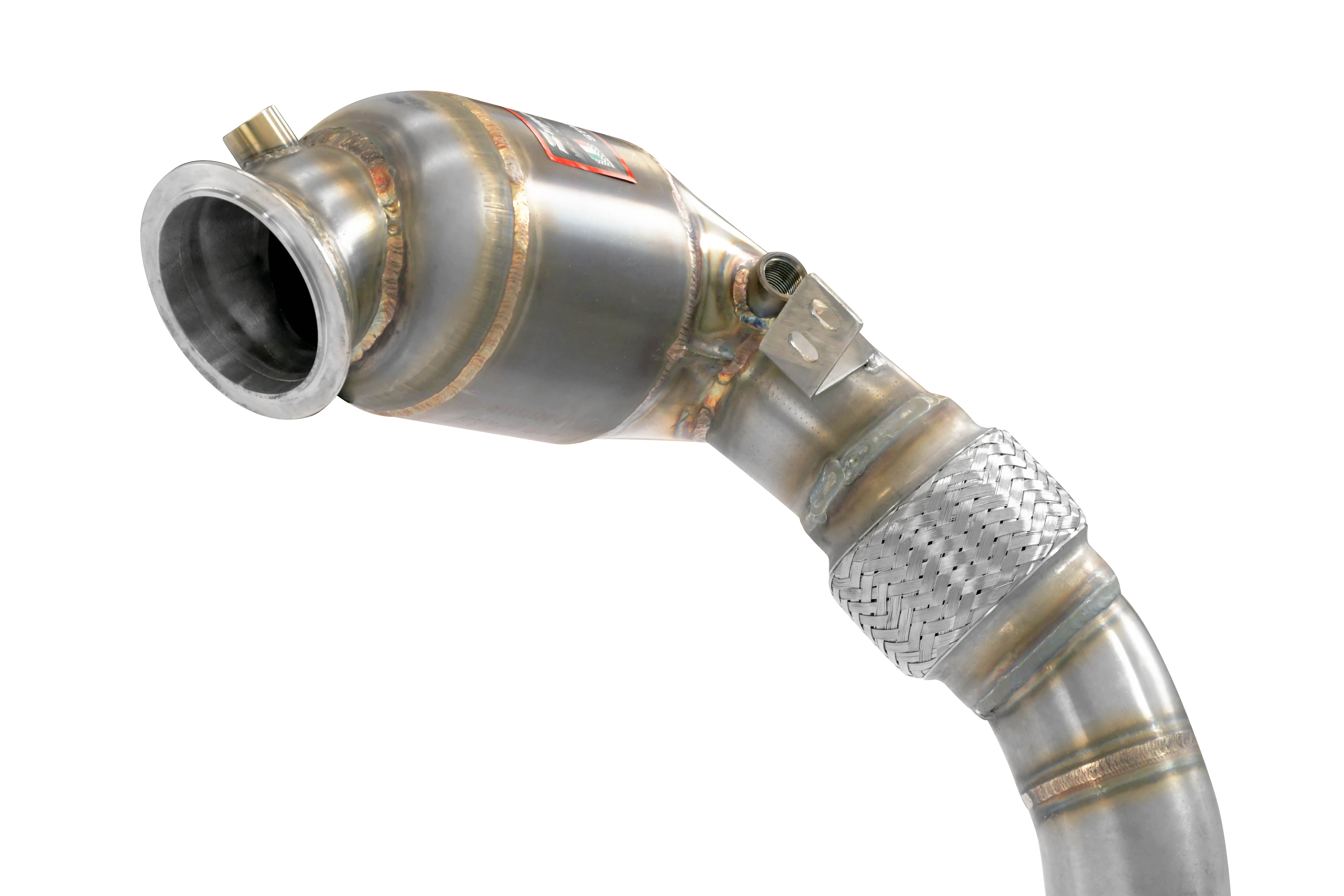 Turbo Descente tube +  Catalyseur métallique Gauche 100CPSI Compatible avec le système Cat.-Back d'origine