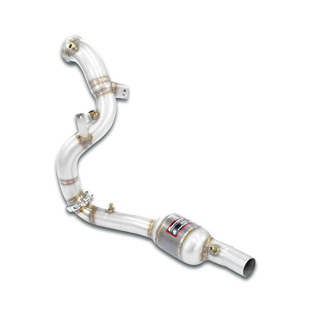 Downpipe izquierdo + Catalizador metálico (Reemplaza pre-catalizador)