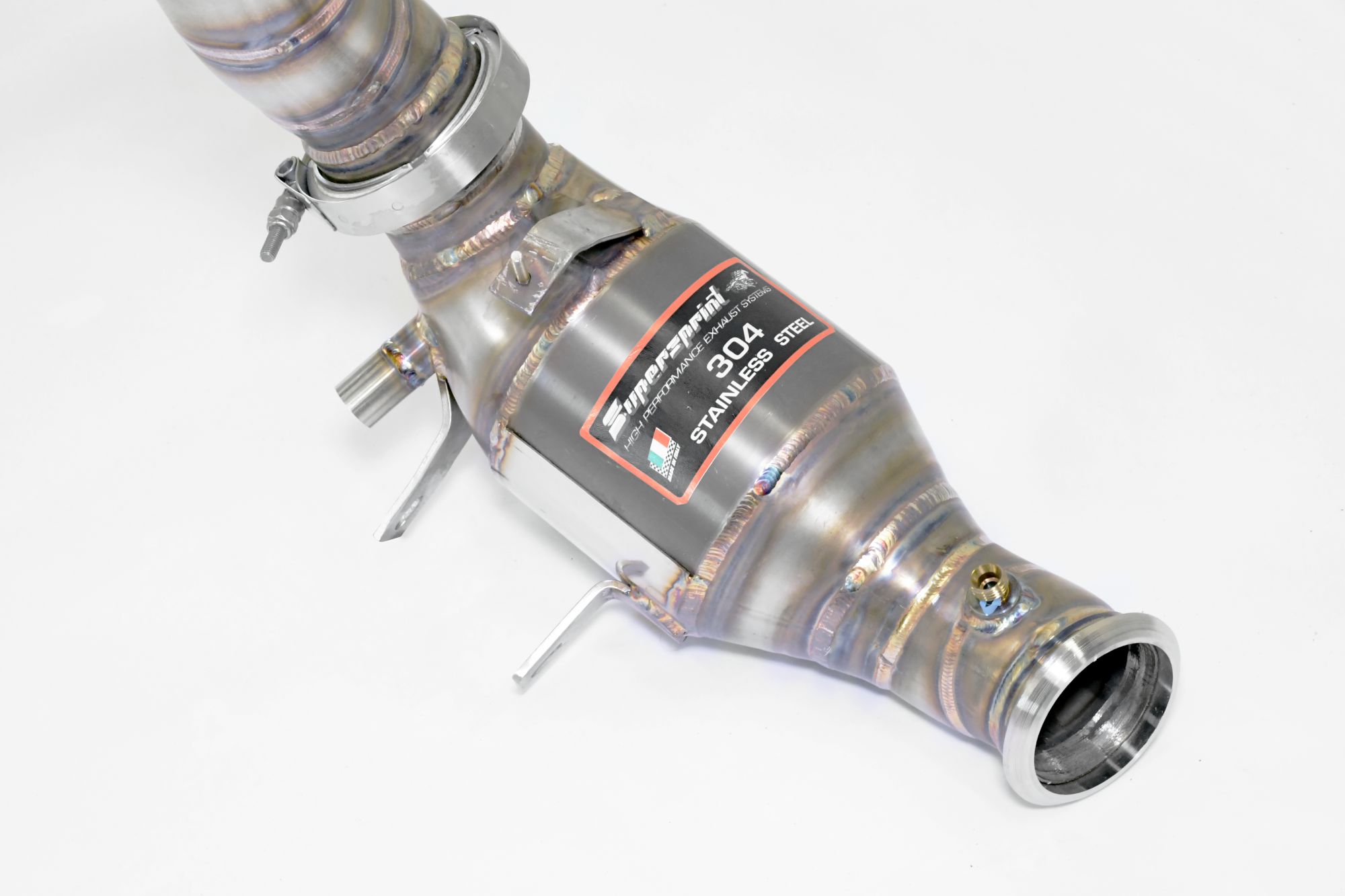 Downpipe Droite + Catalyseur métallique (remplace pre-catalyseur + GPF) Avec emplacements des sondes de pression / EGT