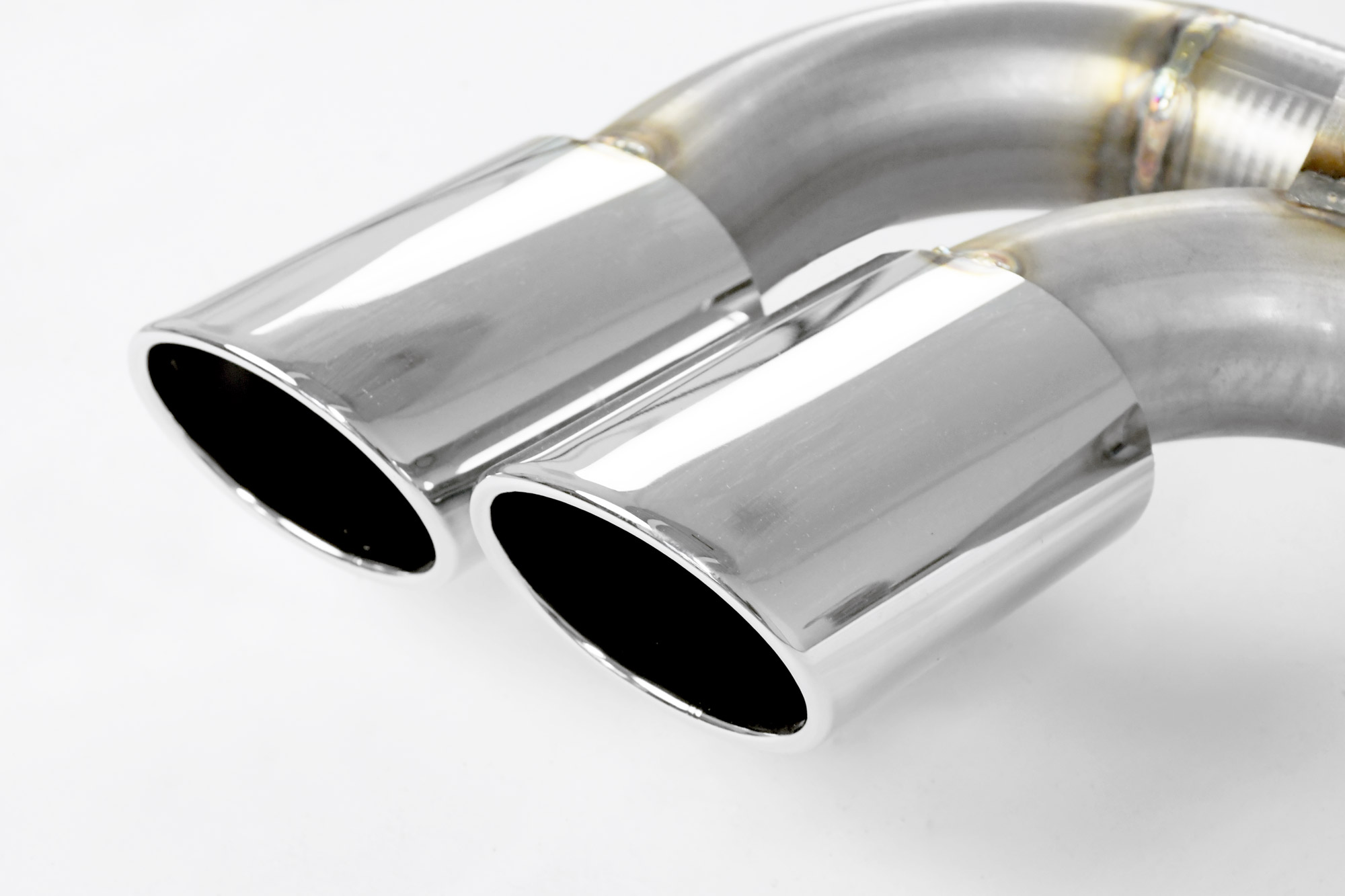 Mid-pipe kit + rear muffler, with S-Bend oval tips 90x70 Std. rear bumper