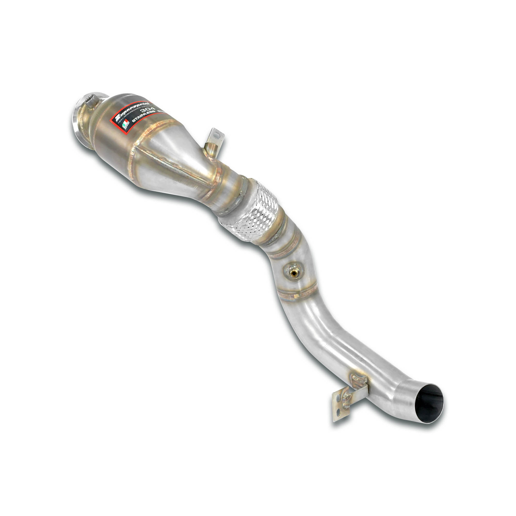 Kit tubo turbina + Catalizzatore metallico destro 100CPSI Compatibile con impianto Cat.-Back di serie