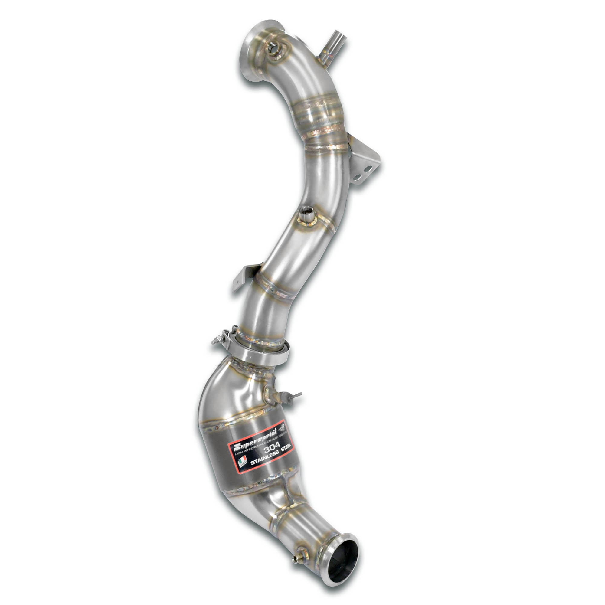Downpipe Gauche + Catalyseur métallique (remplace pre-catalyseur + GPF)  Avec emplacements des sondes de pression / EGT
