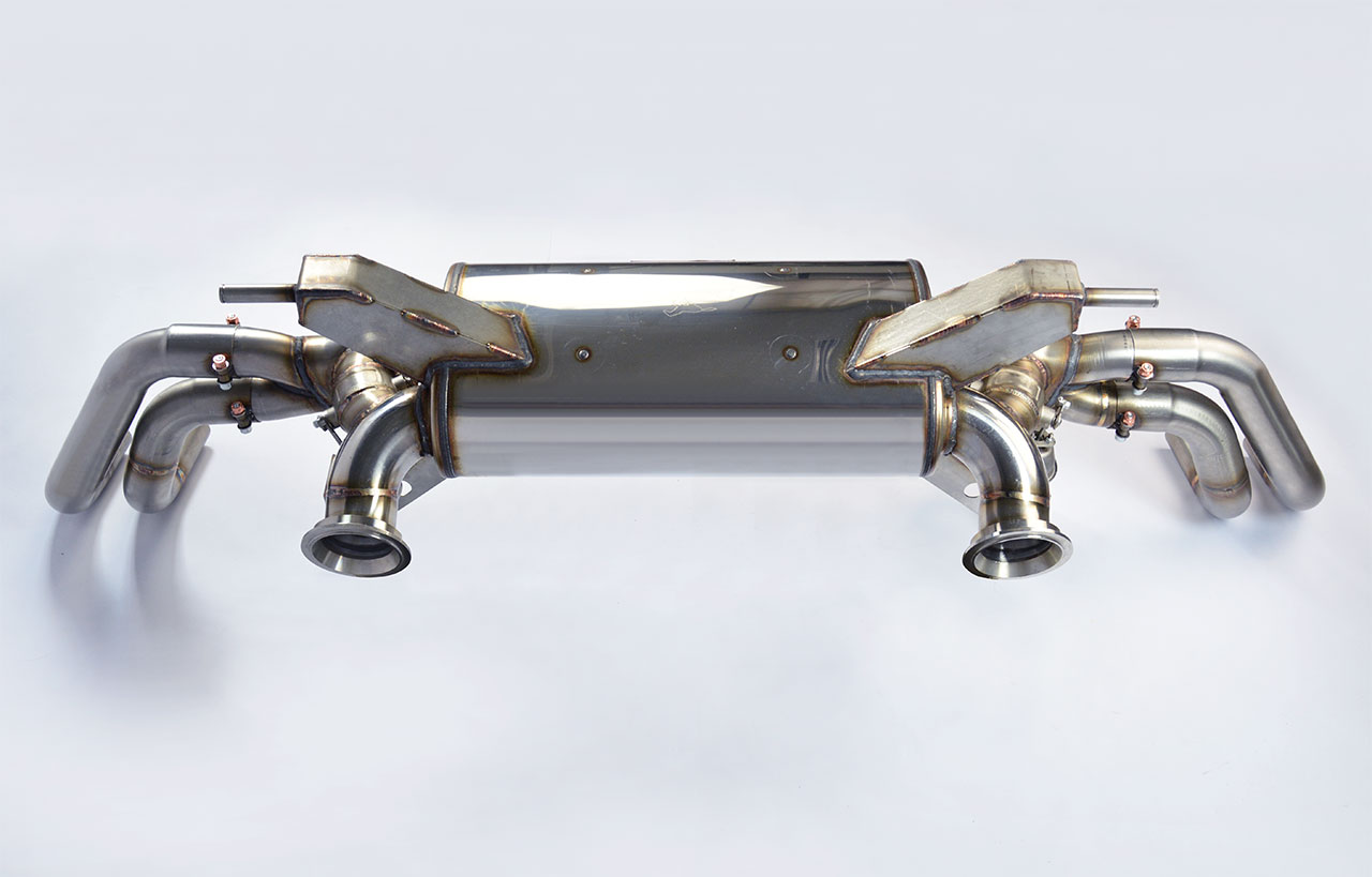 Silencieux arrière avec valves Droite - Gauche 4 sorties (remplace deuxième catalyseur - pour sorties d'origine) <strong><span style=color:#ea0000;>-14,0 Kg</span></strong>
