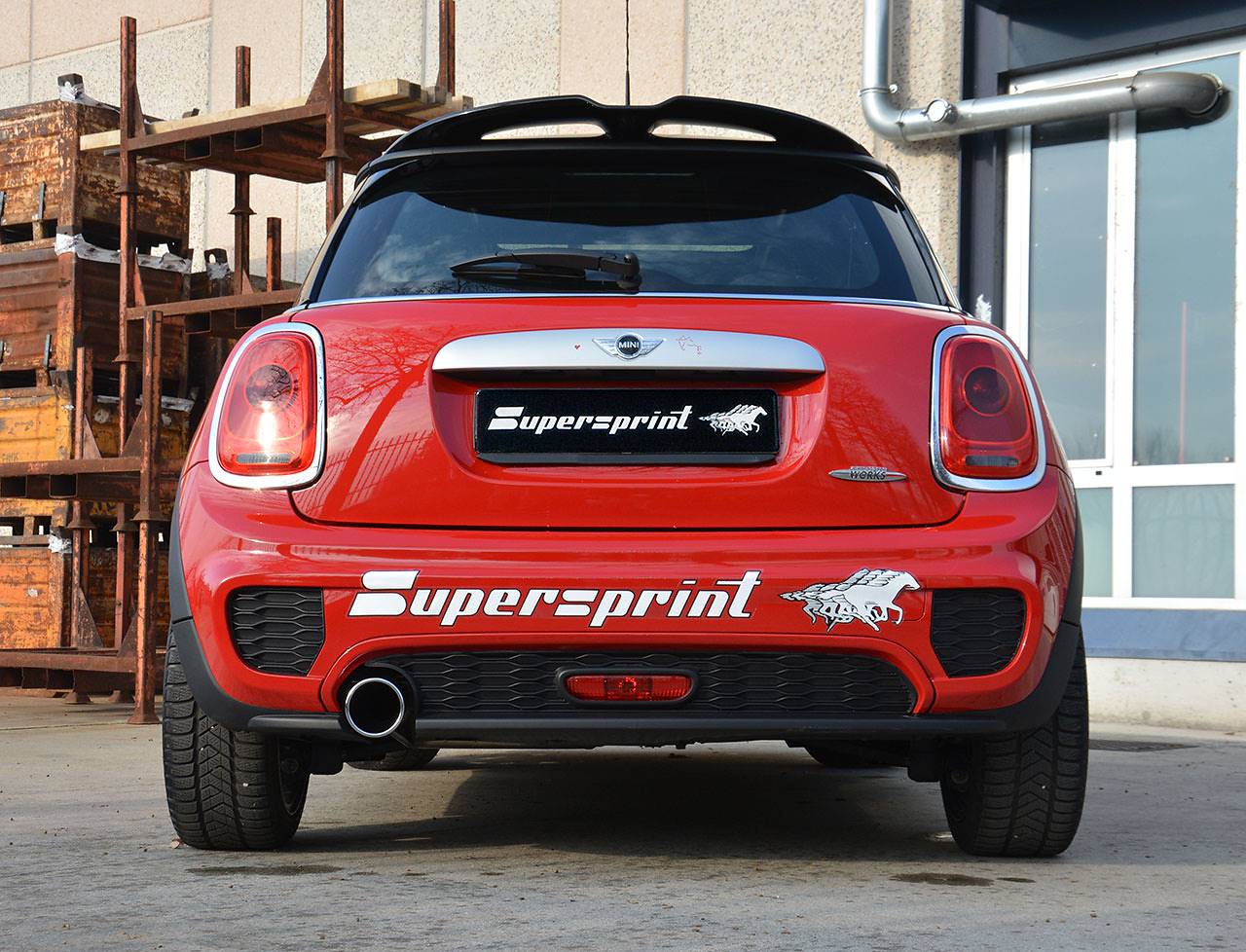 100% Edelstahl Sportauspuff passend für Mini Cooper F55-F56 1.5 136PS 2014-  1x102mm Racing - 66,36 EUR