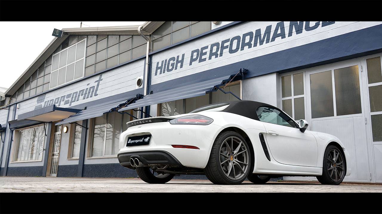 PORSCHE 718 BOXSTER 2.0i Turbo (300 Hp) sound with Supersprint full exhaust system with valve